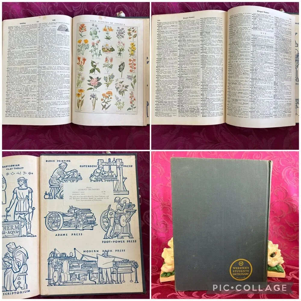1956 Webster's Students Dictionary, Vintage Dictionary, American Book Company
